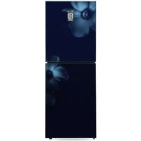 ECO+ 225 Liter Frame Less Glass Door fridge Blue With Base