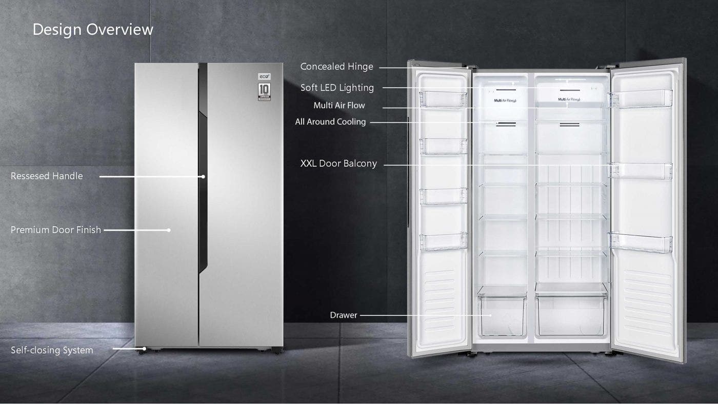 Eco+ 566 Liter Side by Side VCM Fridge Silver Color